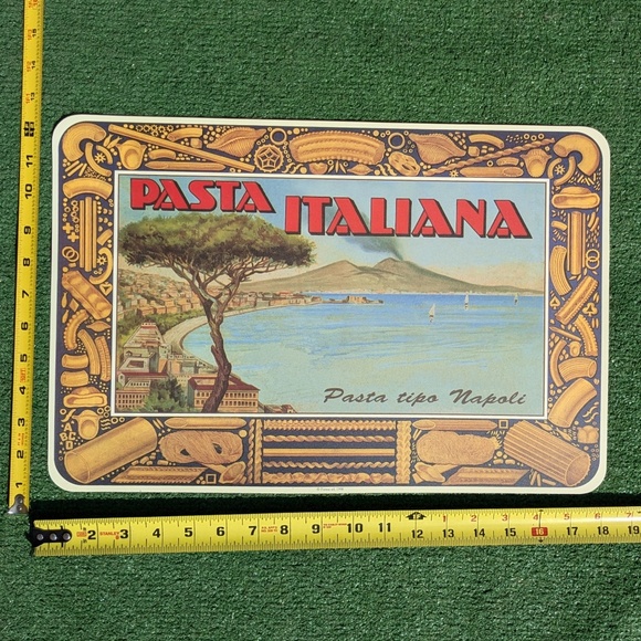 1990s Napoli Pasta Italiana Italy Utensil Tools Souvenir Table 4Pc Place Mat NOS - Picture 5 of 6